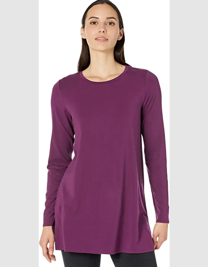 Stretch Jersey Knit Crew Neck Long Top — MADONNA INN ONLINE